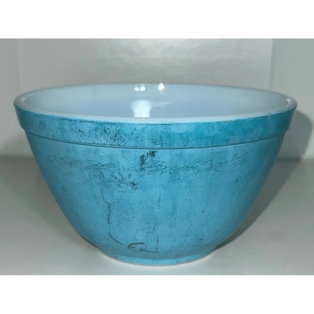 Pyrex 401 Blue Primary Mixing Bowl 1.5 Pt Vintage MCM Nesting Turquoise Glass